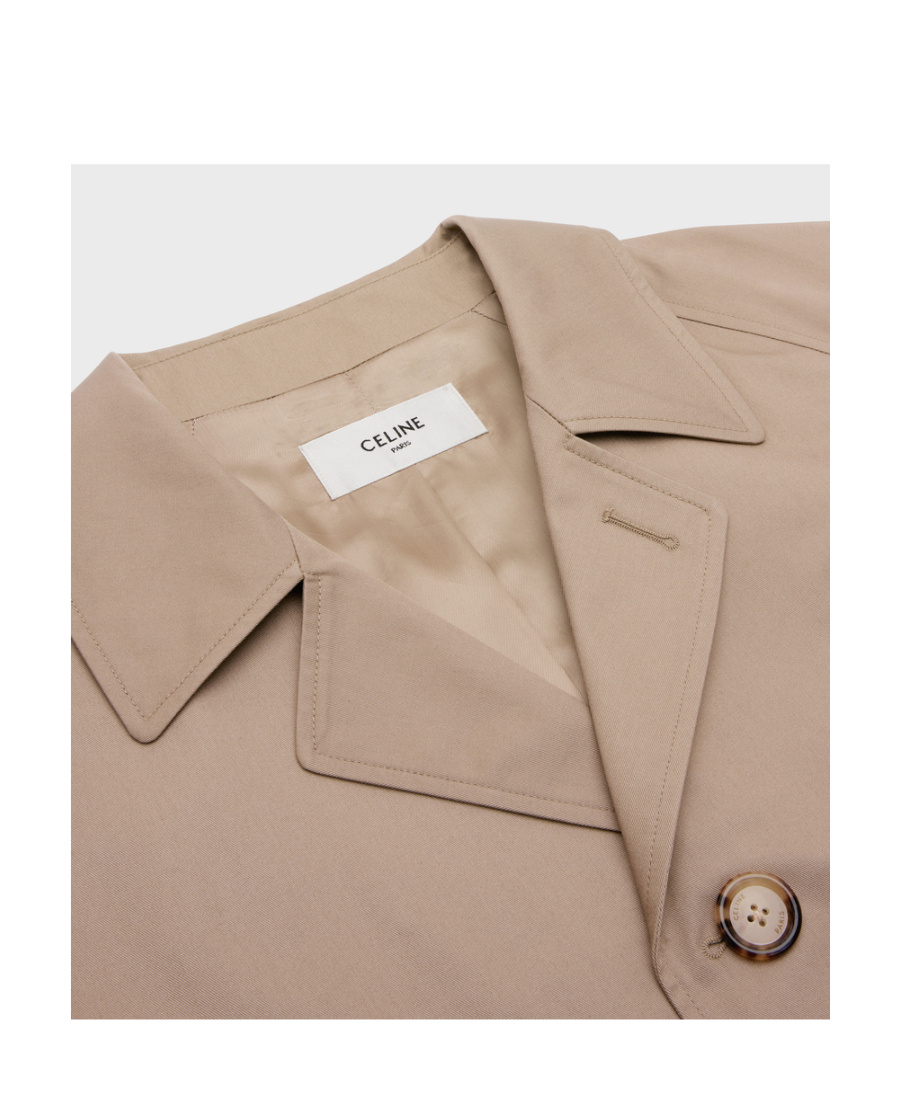 Celine Logo Trench Coat In Brown