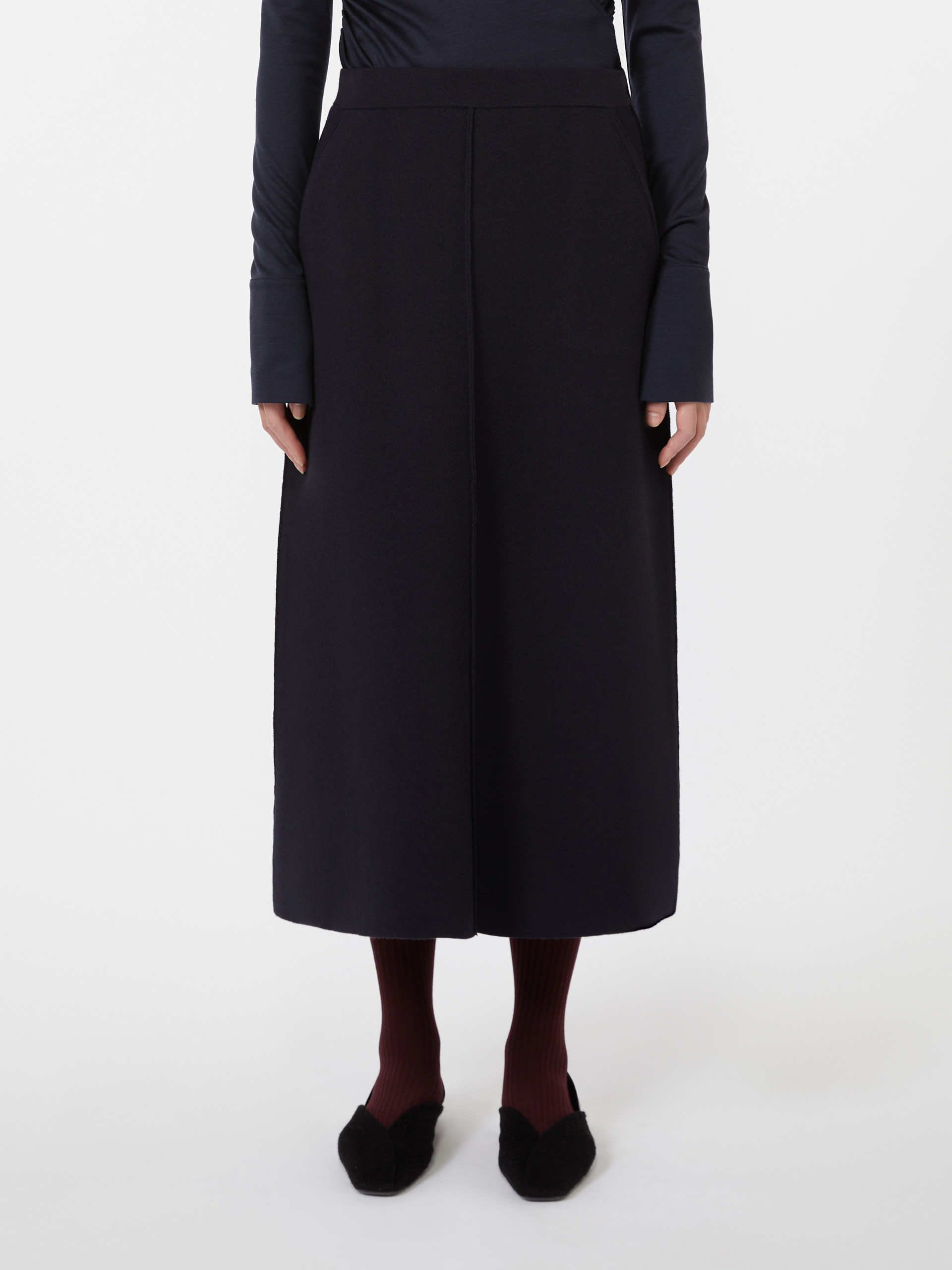 Max Mara Viscose And Wool Yarn Skirt In Blue