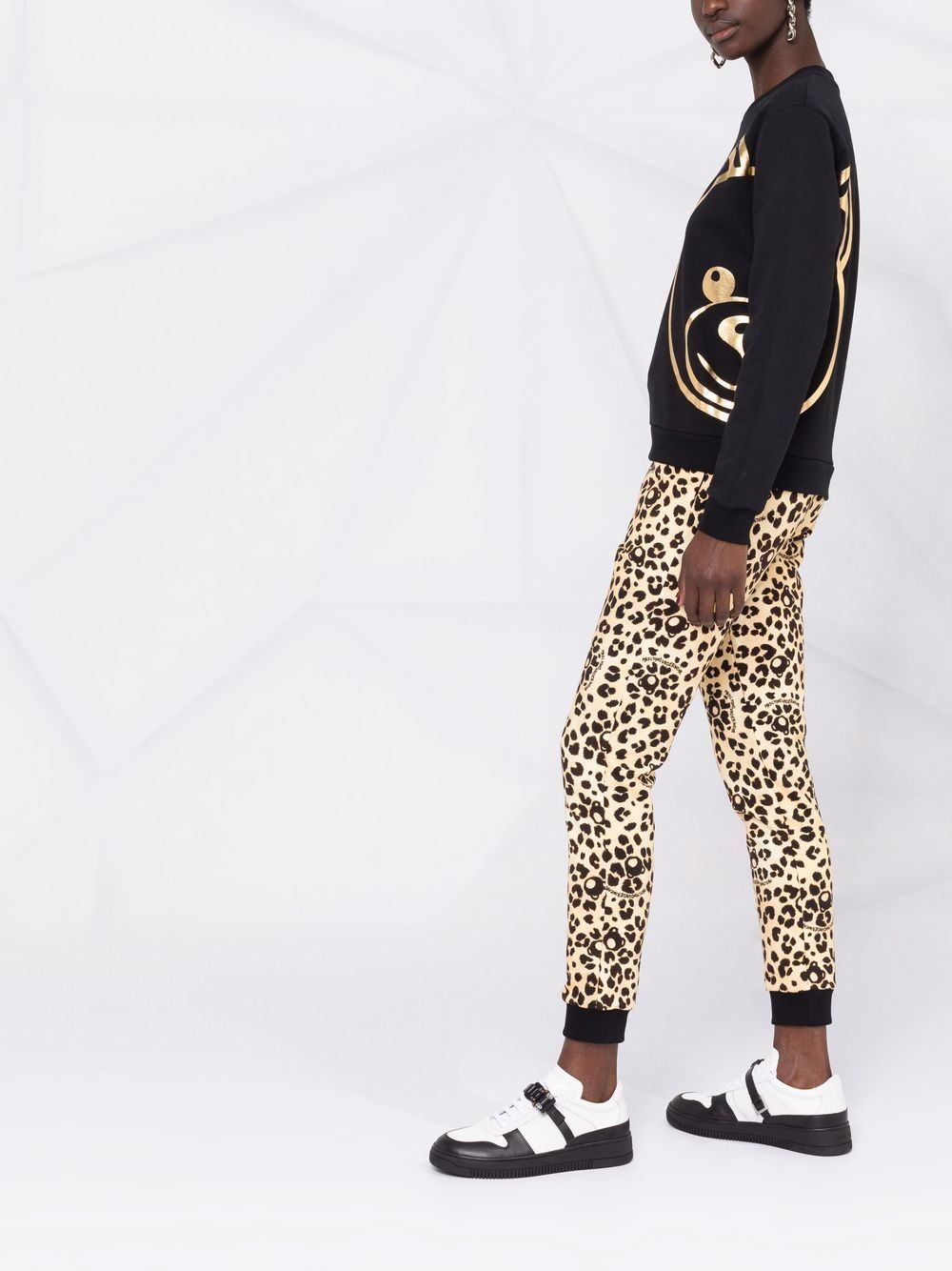 Moschino Half Bear Pattern Sweater In Black