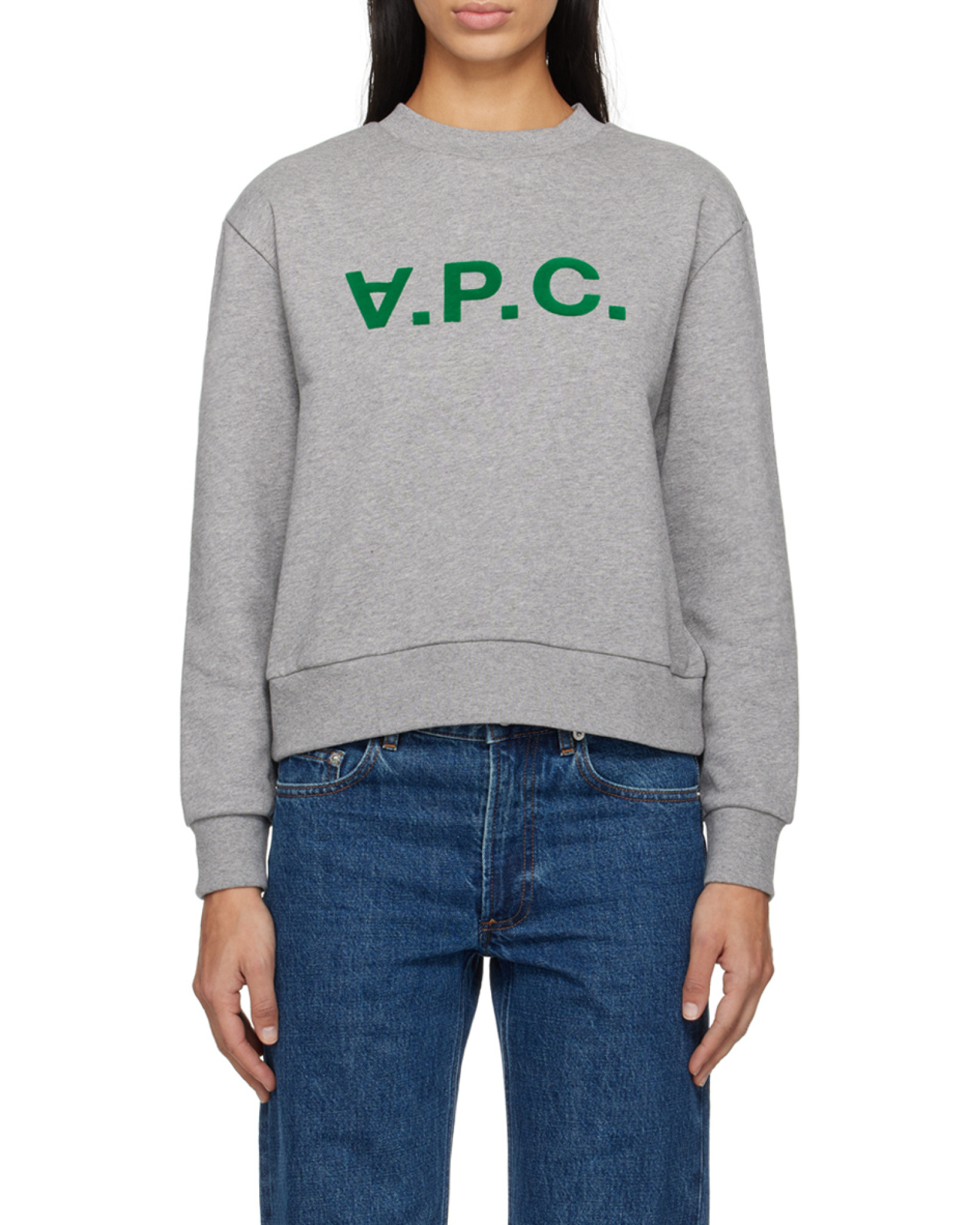 Apc Flocked-logo Cotton Jumper In Gray