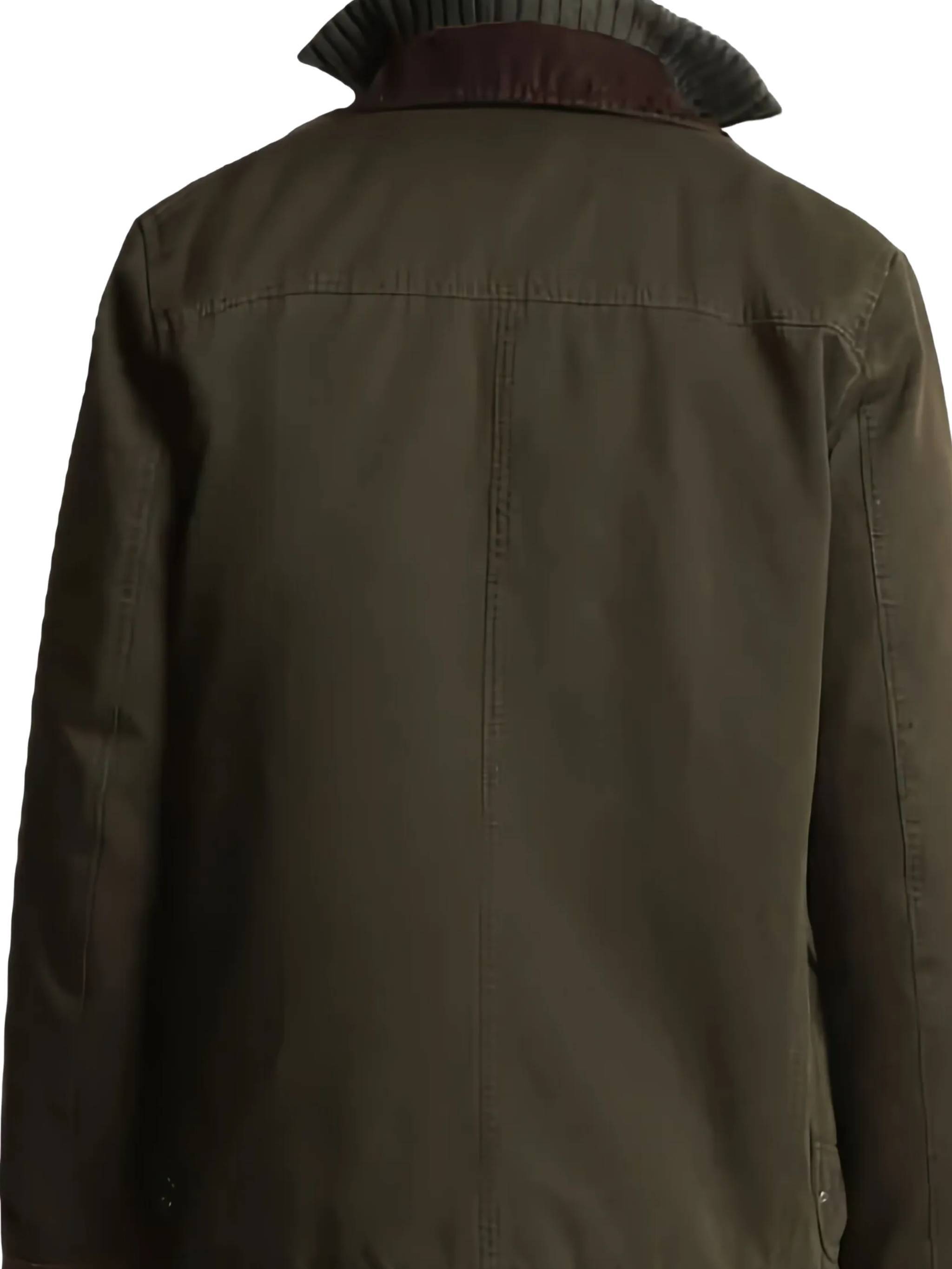 Fay Structured Green Cotton Jacket With Contrasting Collar In Green