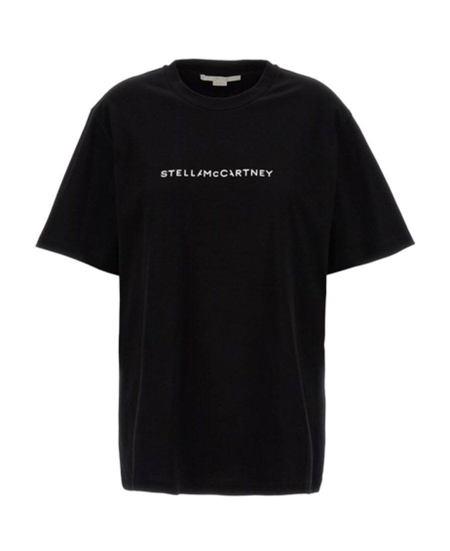 Stella Mccartney T-shirt With Logo Print And Crew Neckline In Black