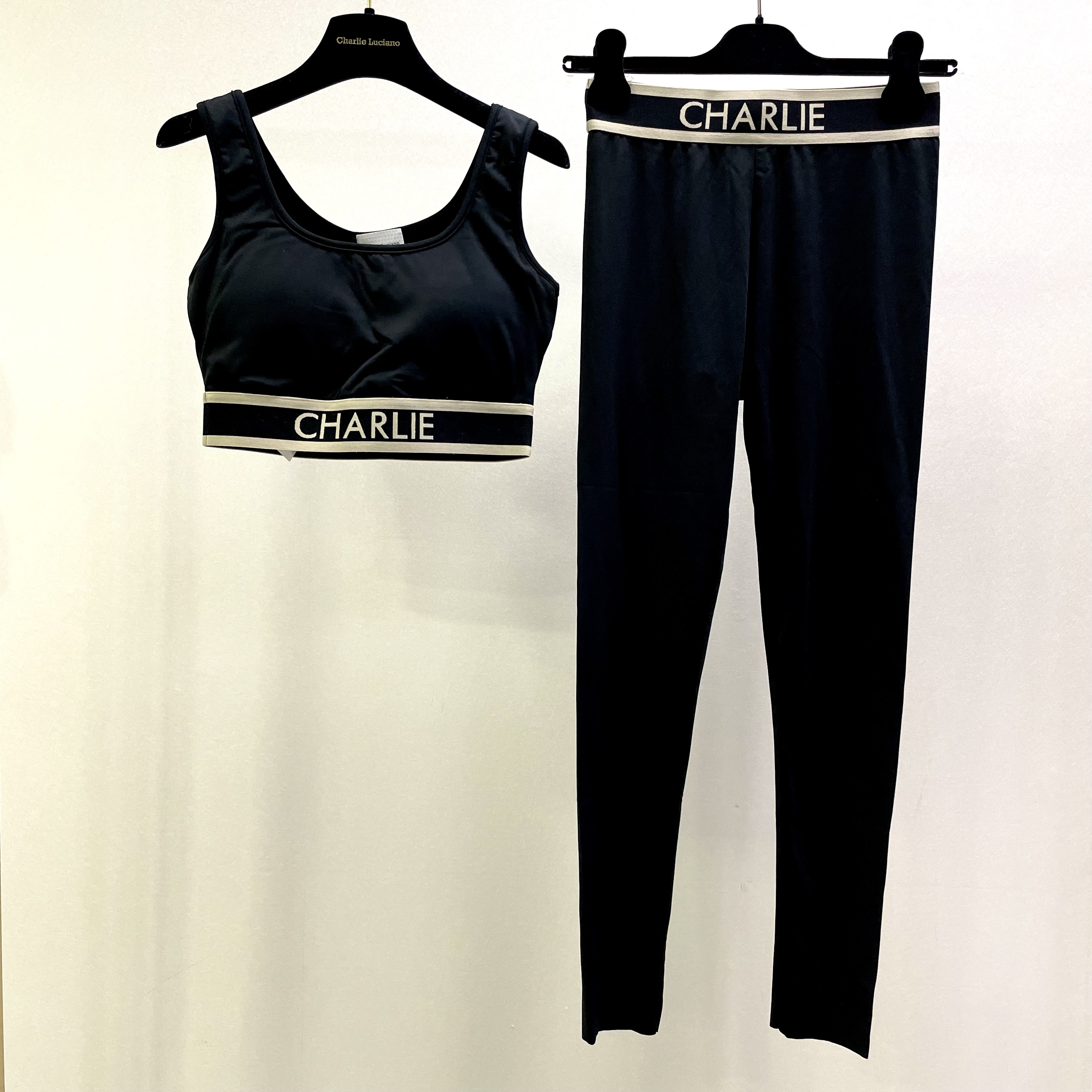 Charlie Luciano Black Logo Webbing Casual Pants In Black