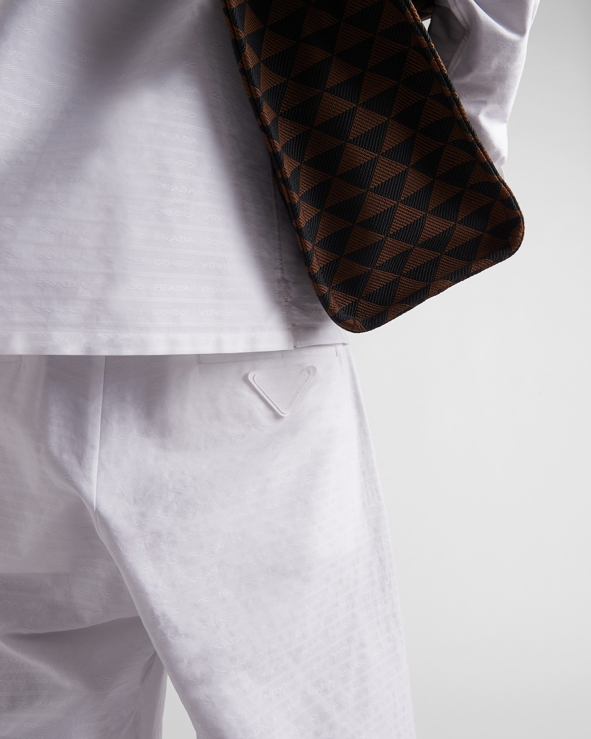 Prada Custom Fit Cotton Shorts With Back Pockets In White