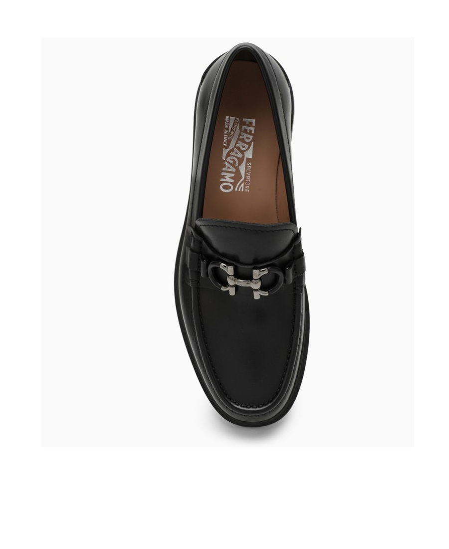 Ferragamo Black Leather Loafers In Black