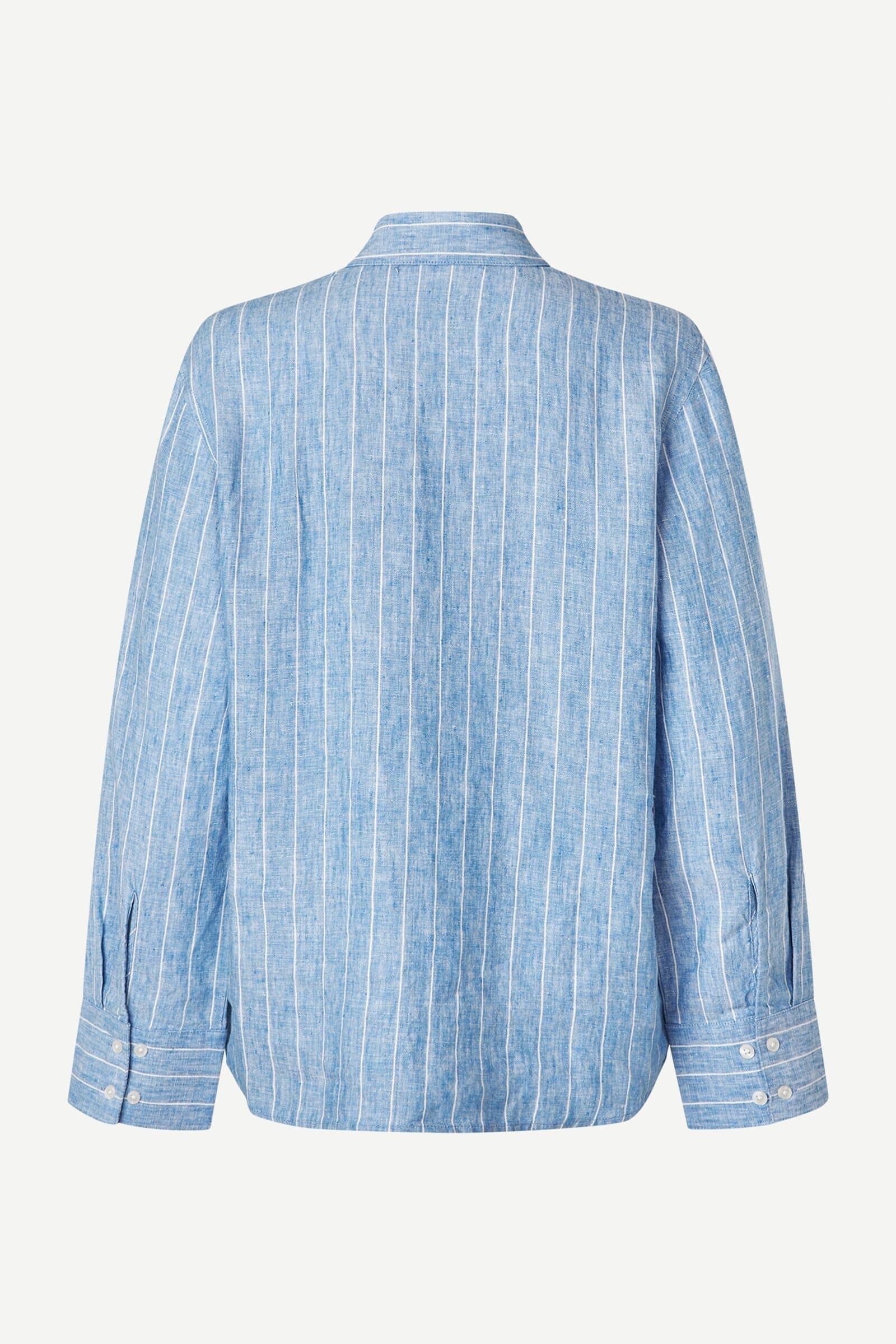 Samsoe & Samsoe Striped Linen Shirt In Blue