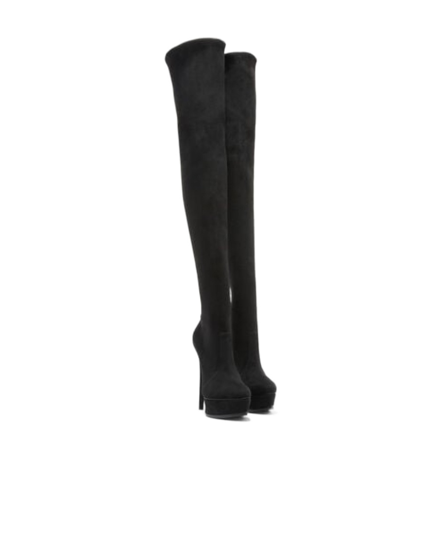 Casadei Flora 140mm Above-knee Platform Boots In Black