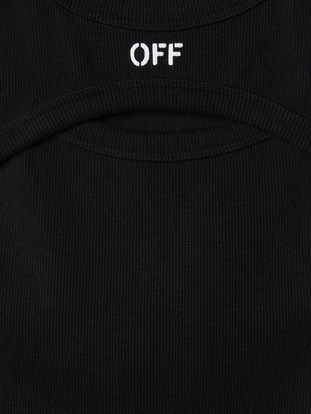 Off-white Off-stamp Ribbed Dress In Black