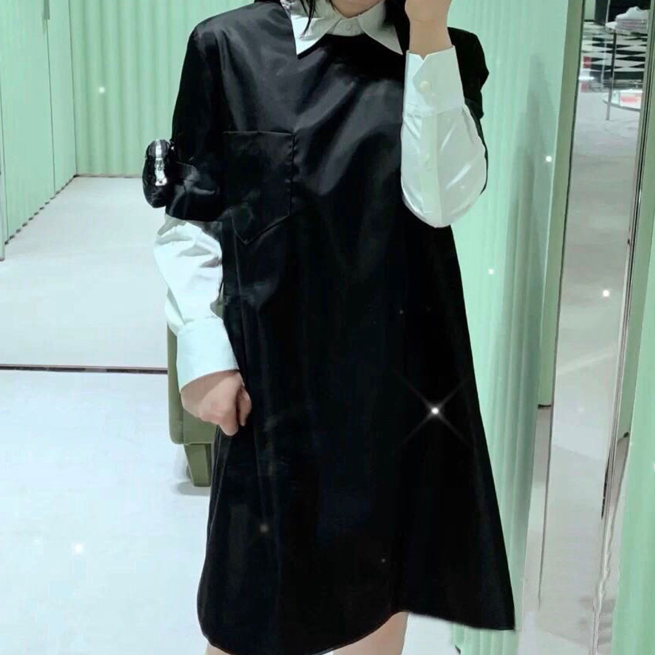 Prada Pouch Sleeve T-shirt Dress In Black