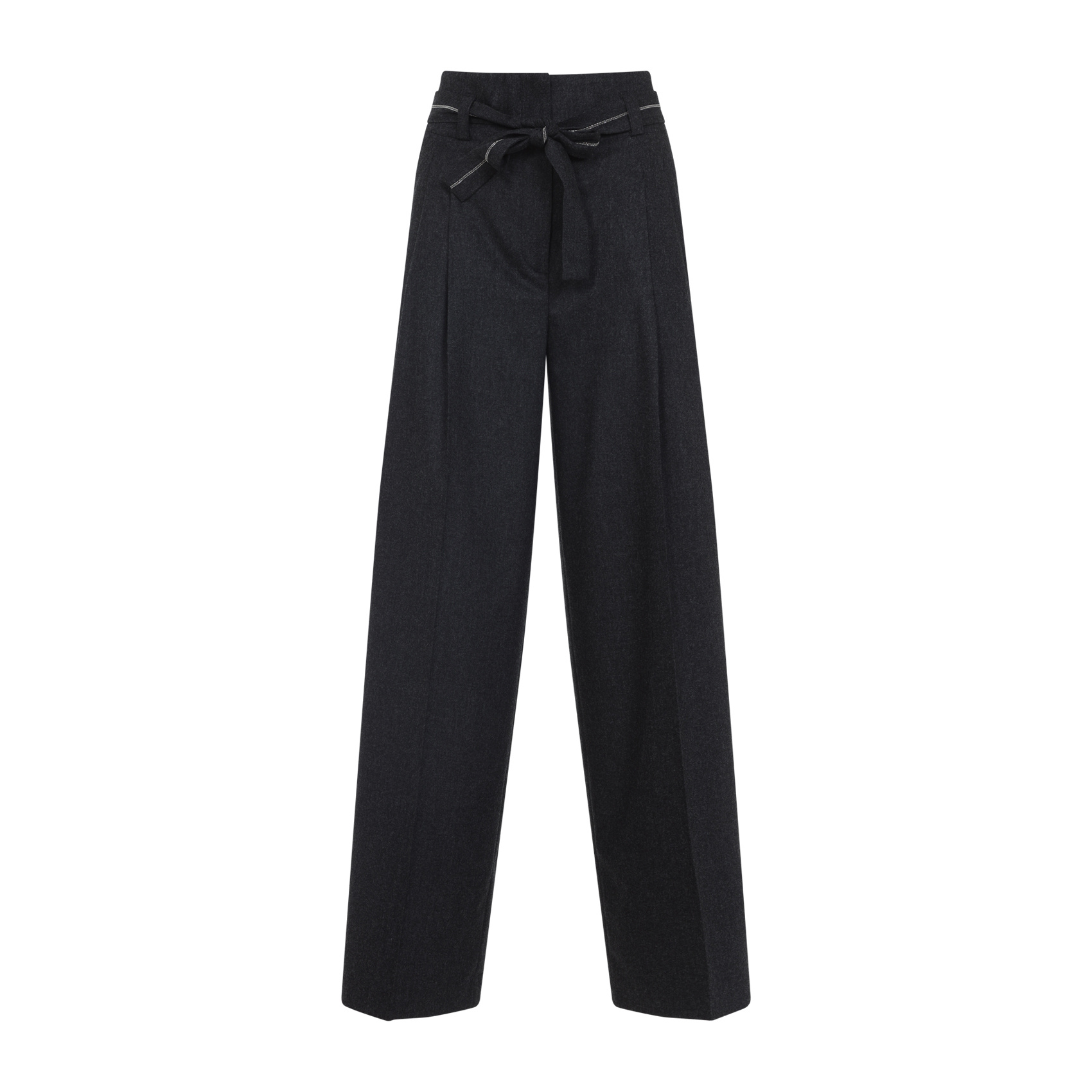 Peserico High-waisted Wide-leg Trousers With Self-tie Belt In Black