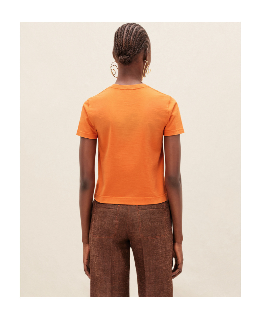 Jacquemus Ava Logo-embroidered Cotton T-shirt In Orange