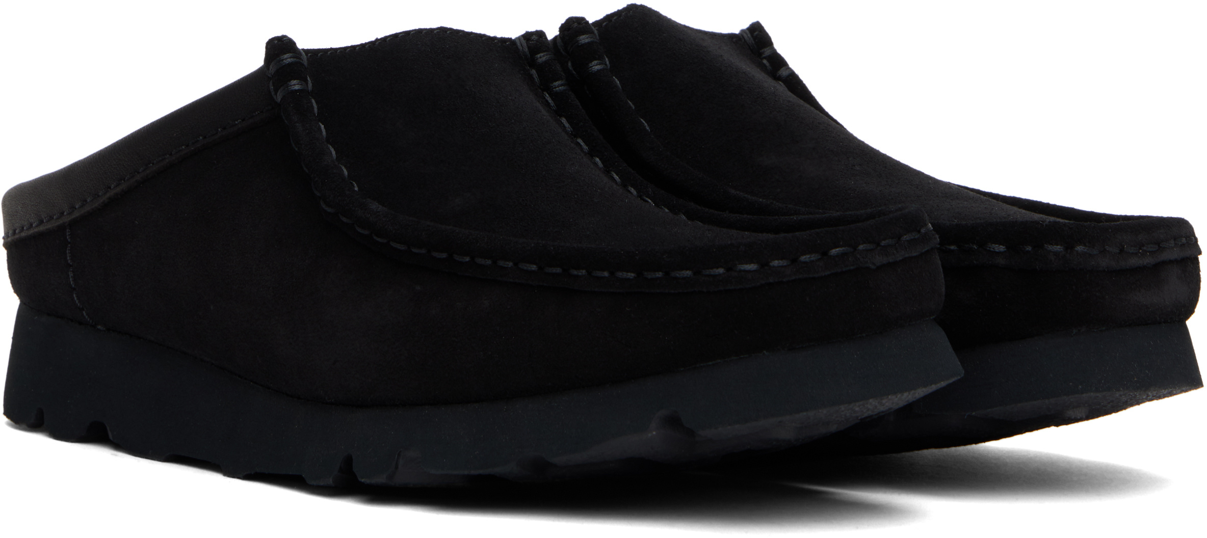 Clarks Wallabee Slip Suede Mule In Black