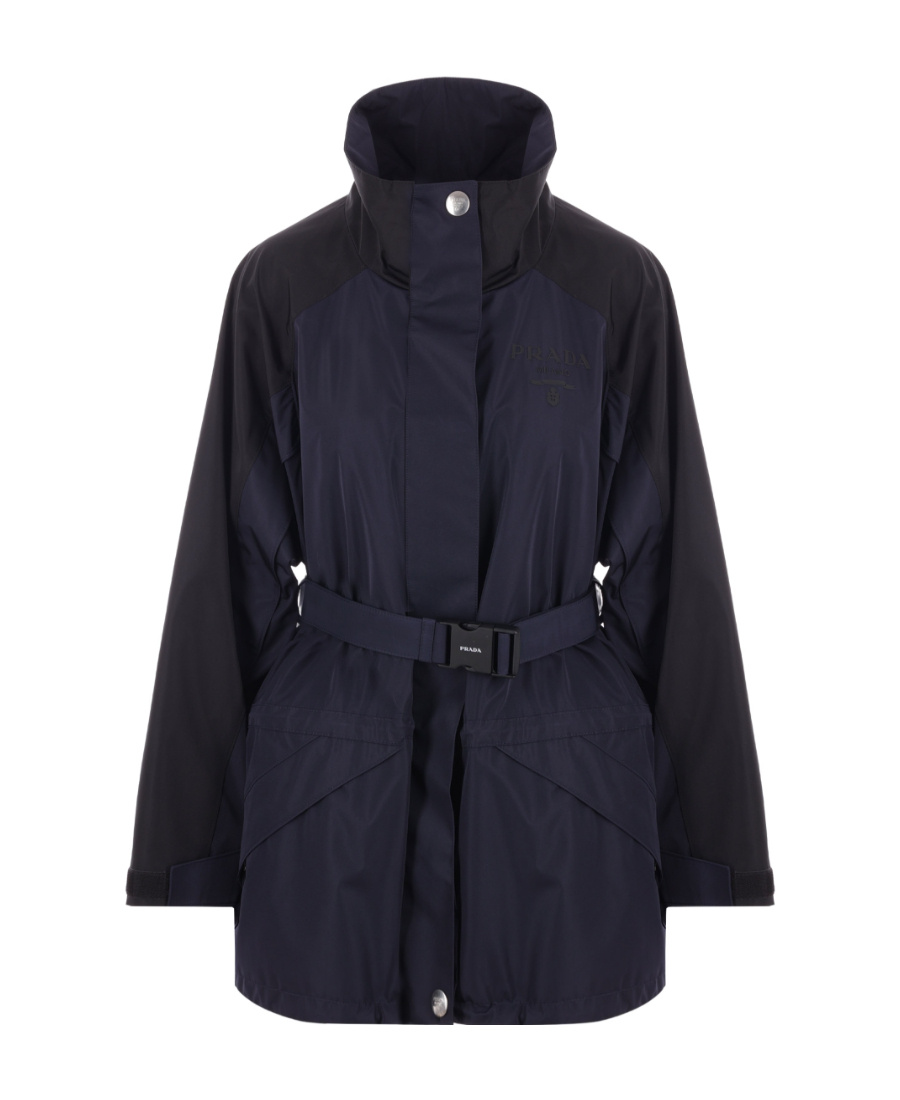 Prada Logo-print Tech-canvas Coat In Black
