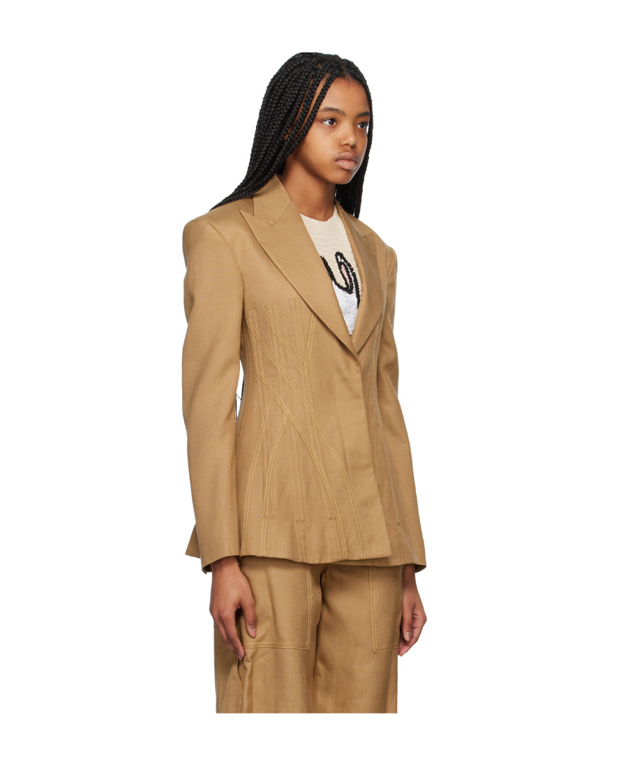 Stella Mccartney Tan Corset Blazer In Nude