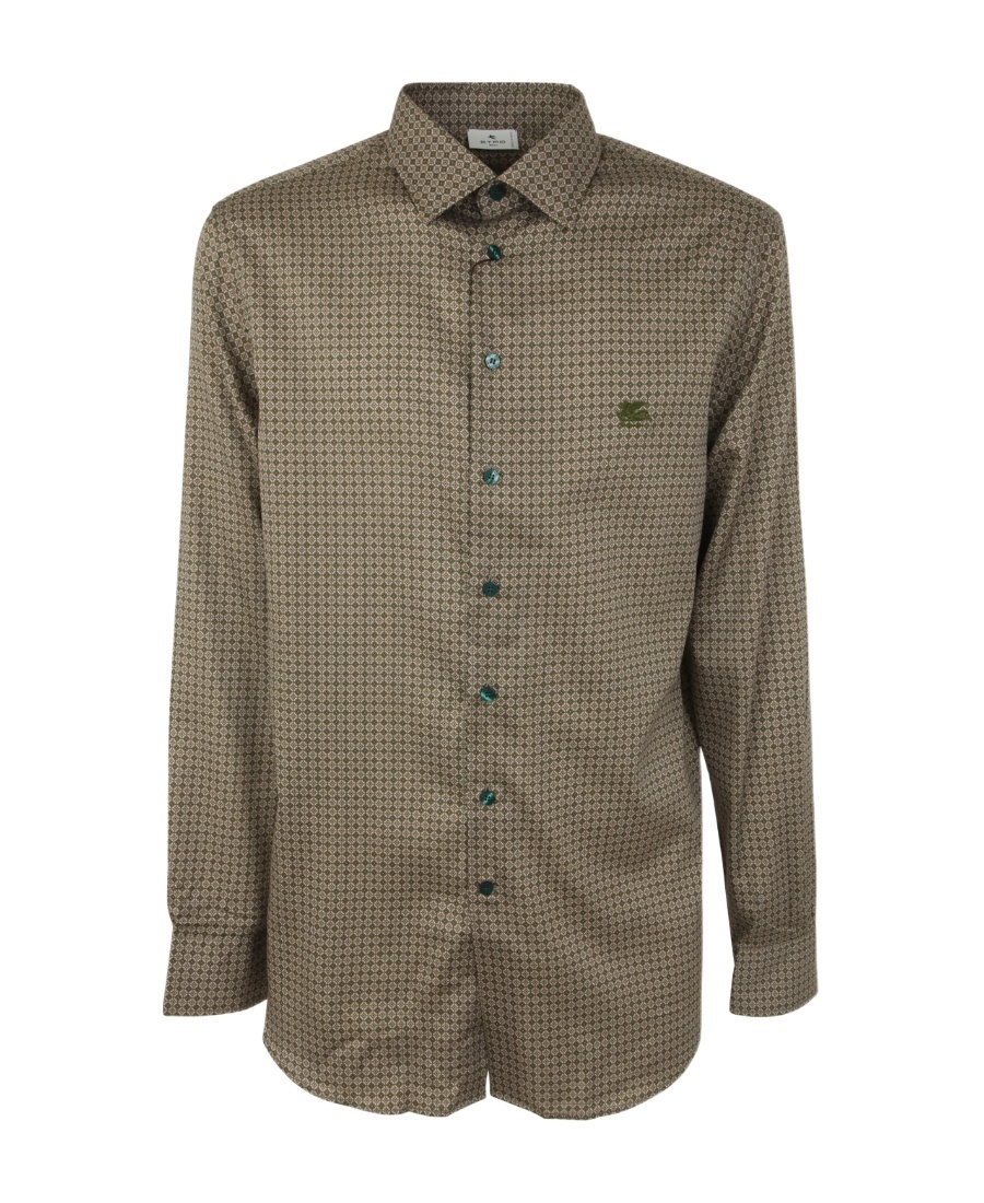 Etro Geometric-pattern Long-sleeve Shirt In Green