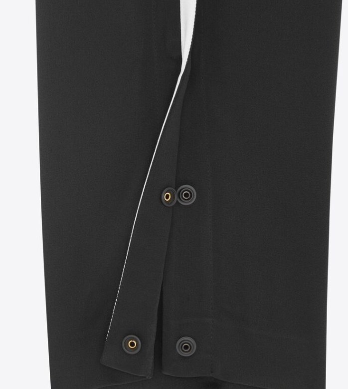 Saint Laurent Logo-embroidered Crop Trousers In Black