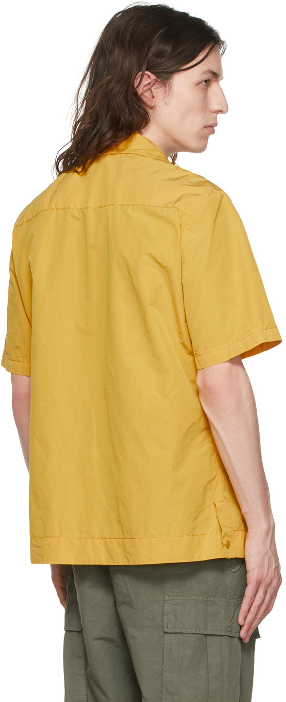 Aspesi Logo Lapel Short-sleeved Casual Jacket In Yellow