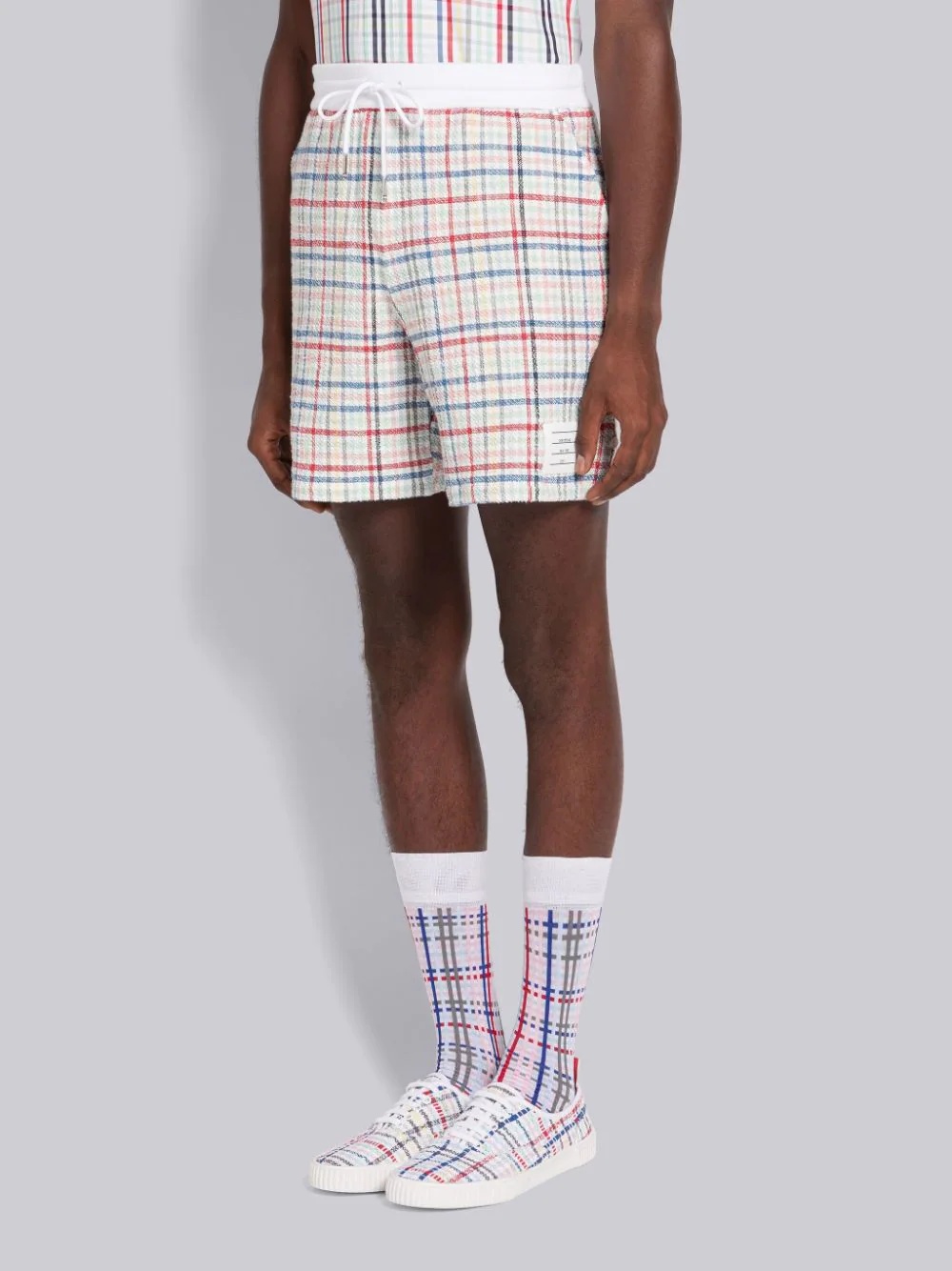 Thom Browne Gingham-check Tweed Shorts In White