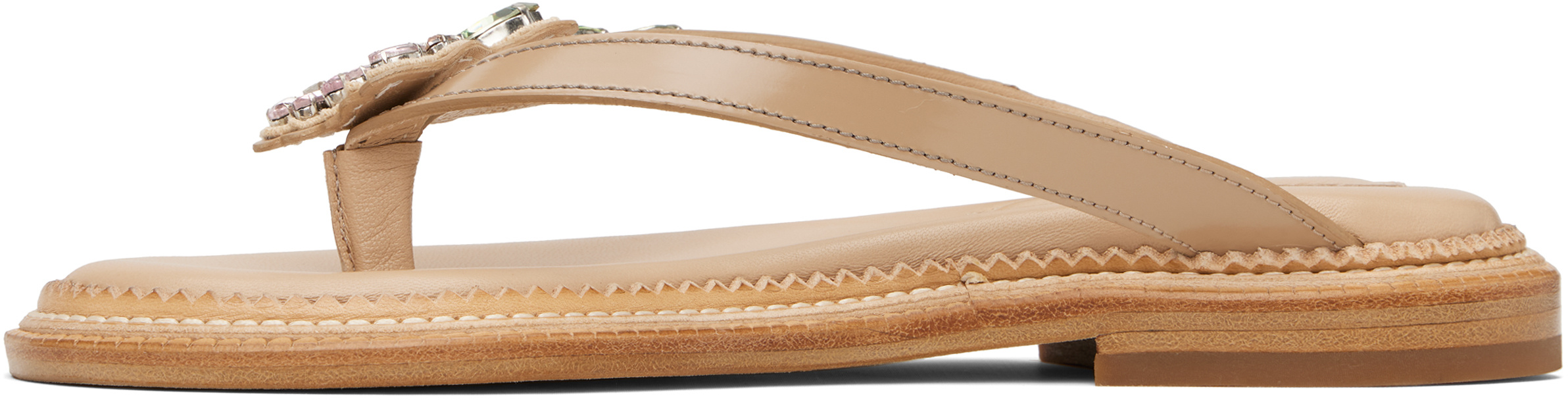 Simone Rocha Embellished Flower Flip-flops In Brown