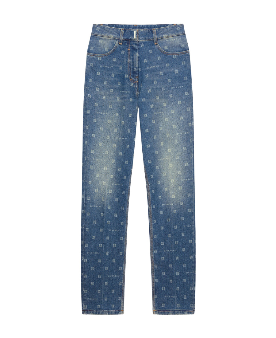 Givenchy 4g-motif Denim Jeans In Blue
