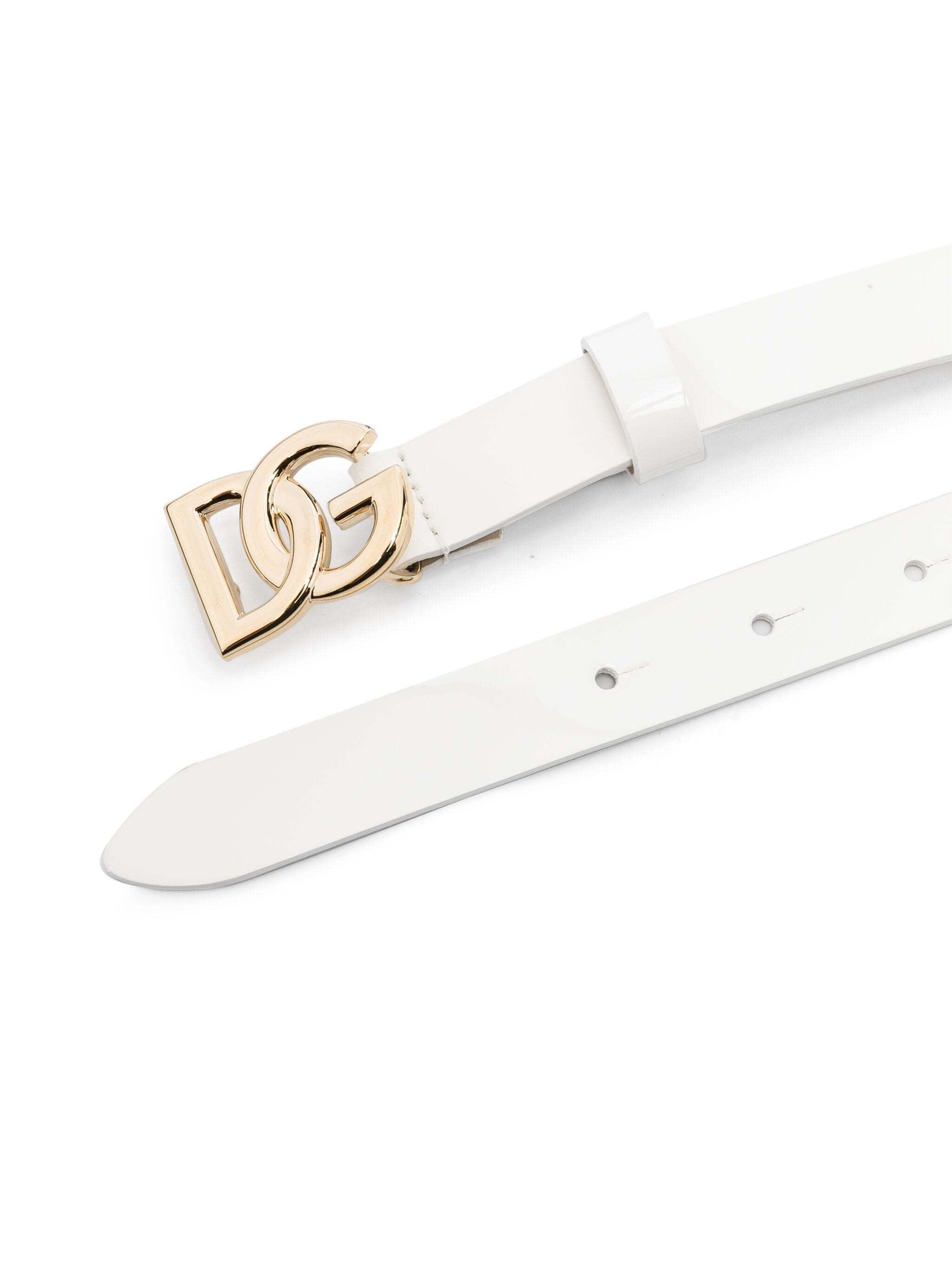Dolce & Gabbana Logo-plaque Leather Belt In White