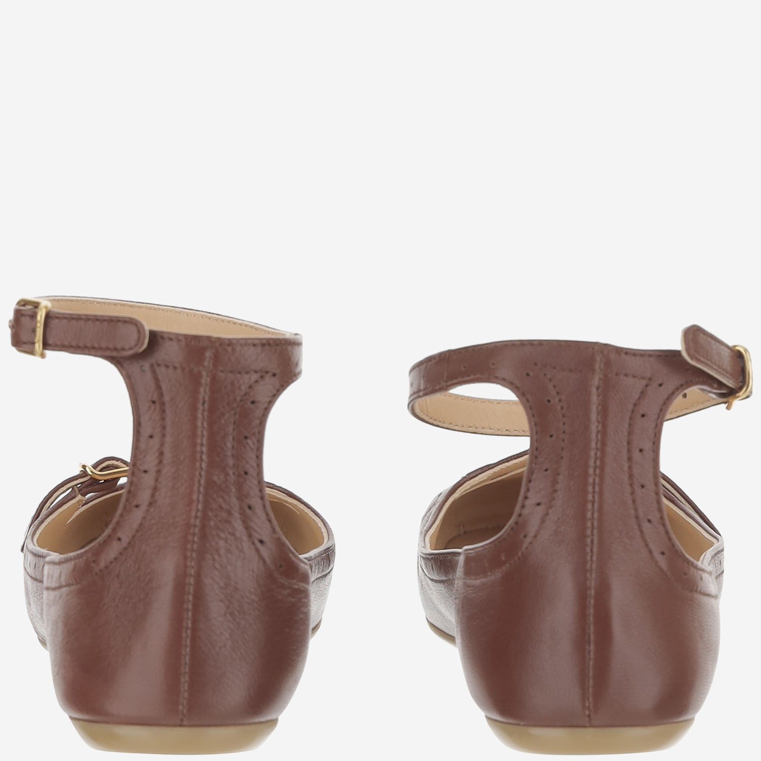 Chloé Misty Laser-cut Leather Ballet Flats In Brown