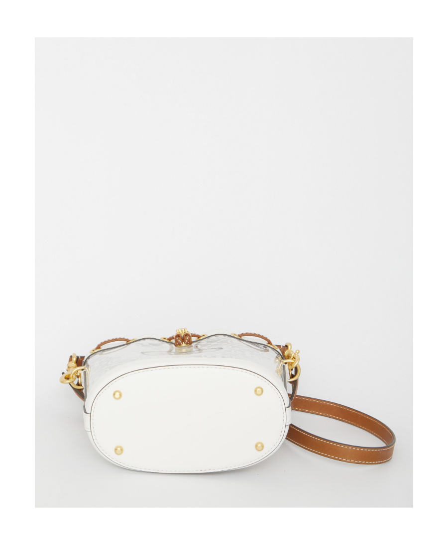 TORY BURCH T-MONOGRAM TRANSPARENT BUCKET BAG