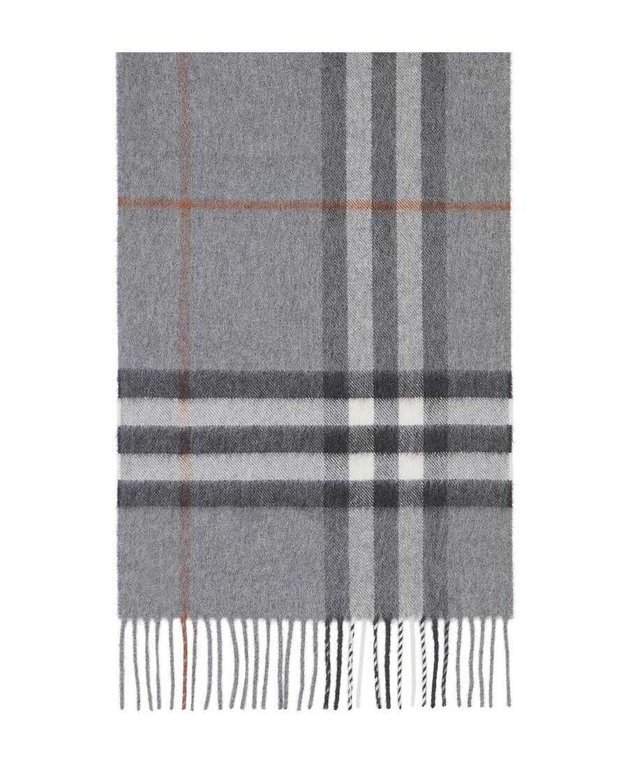 Shop Burberry The Classic Check Cashmere Scarf In Gray