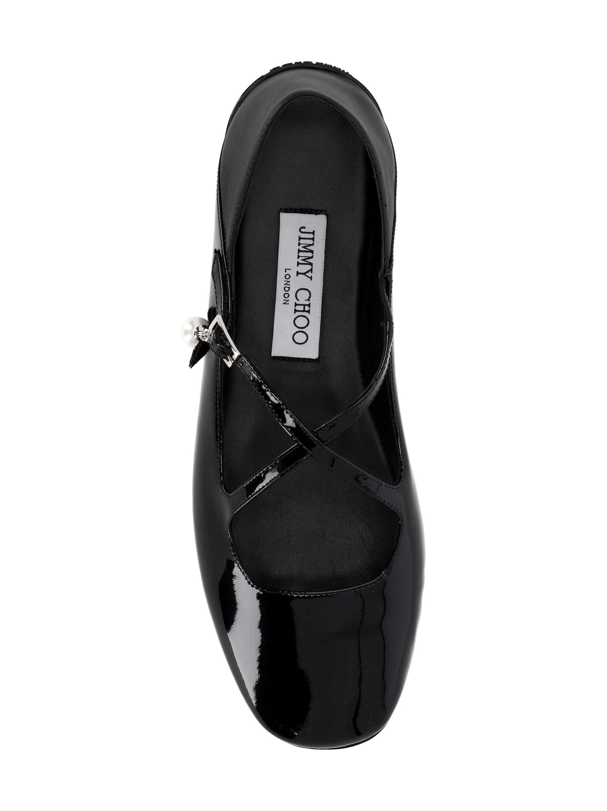 Jimmy Choo Eleri Patent Ballerina Flat In Black