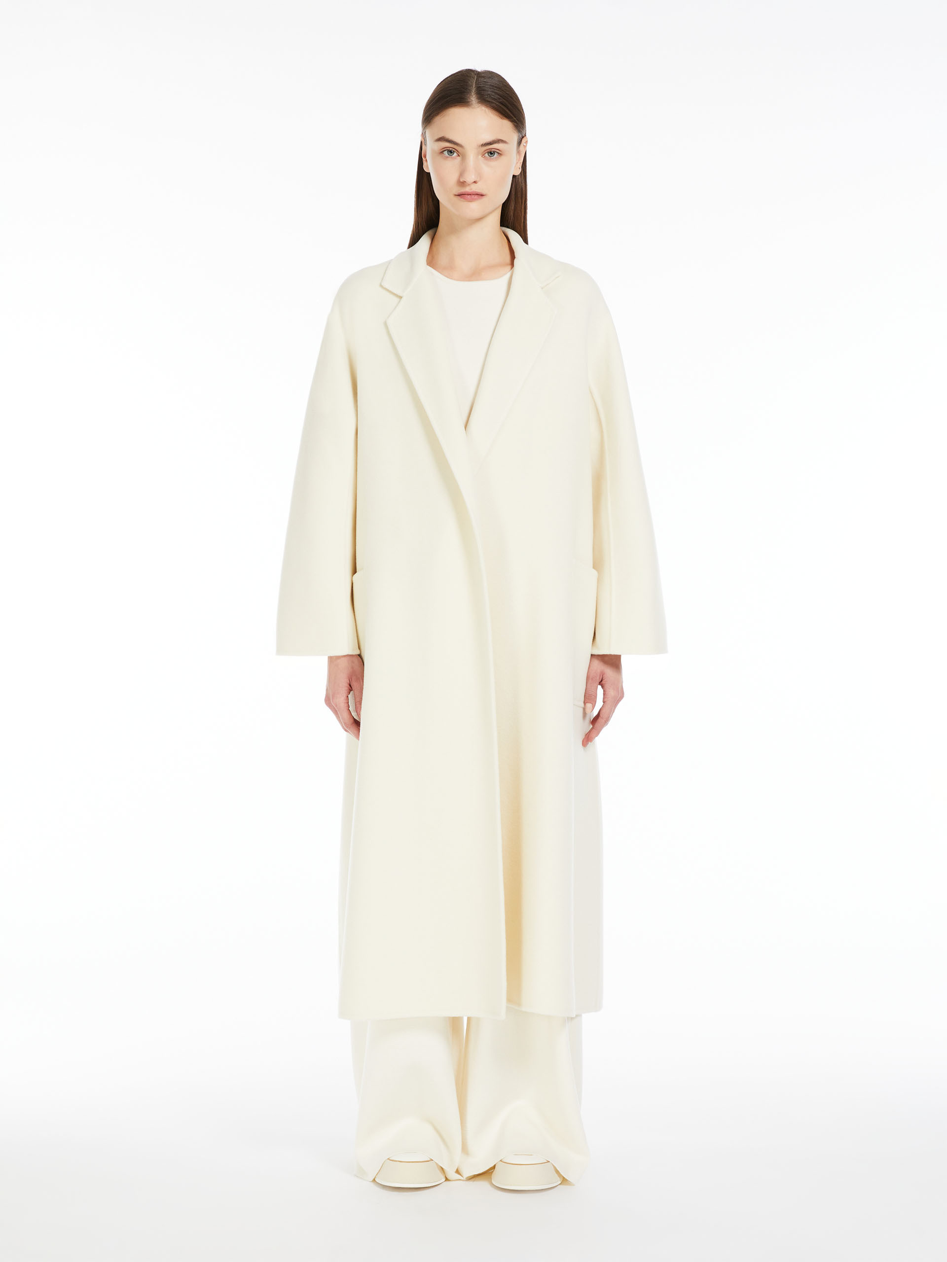 Max Mara White Alpaca Fragore Orsetto Biver Coat In White