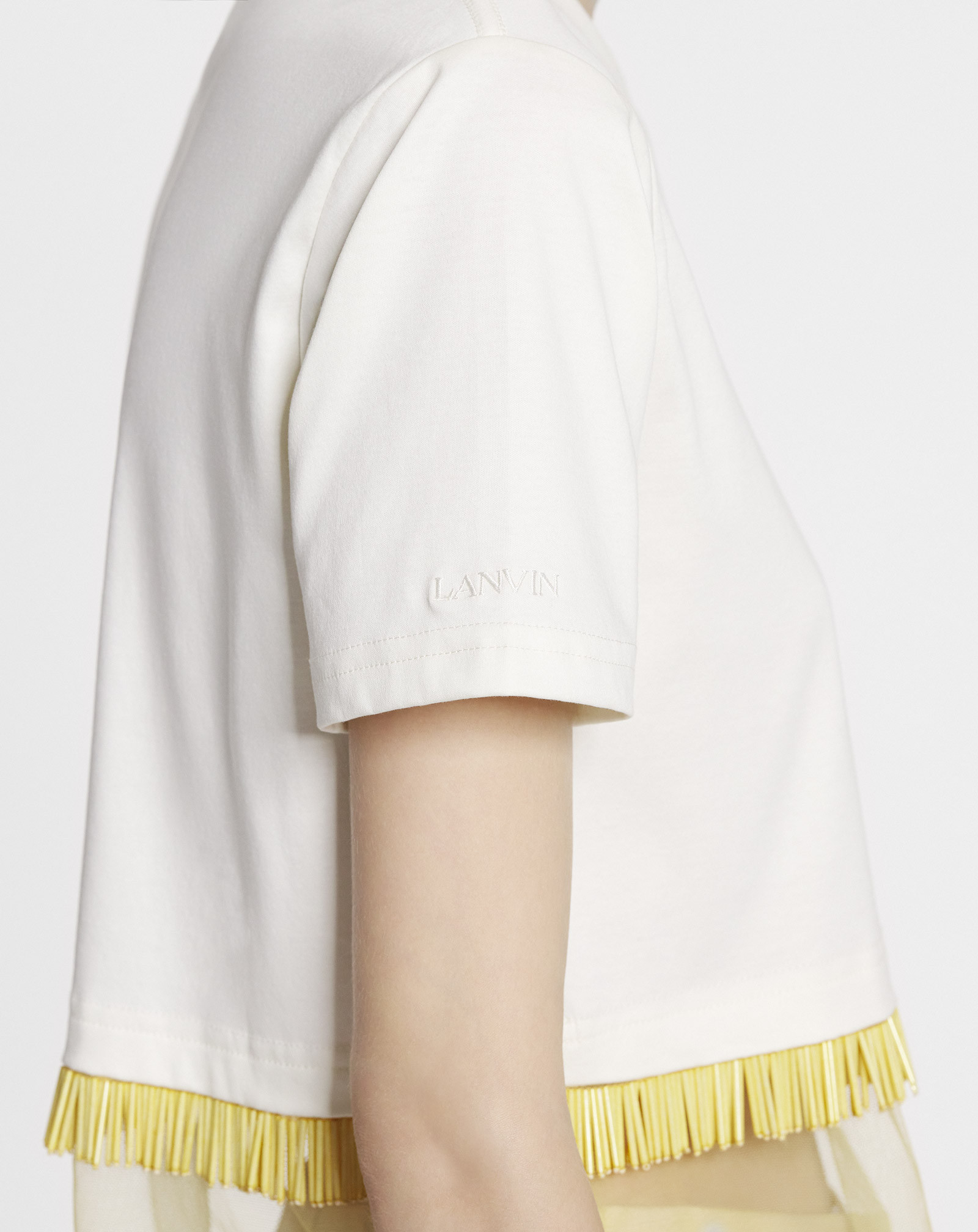 Lanvin Fringed Cropped T-shirt In White
