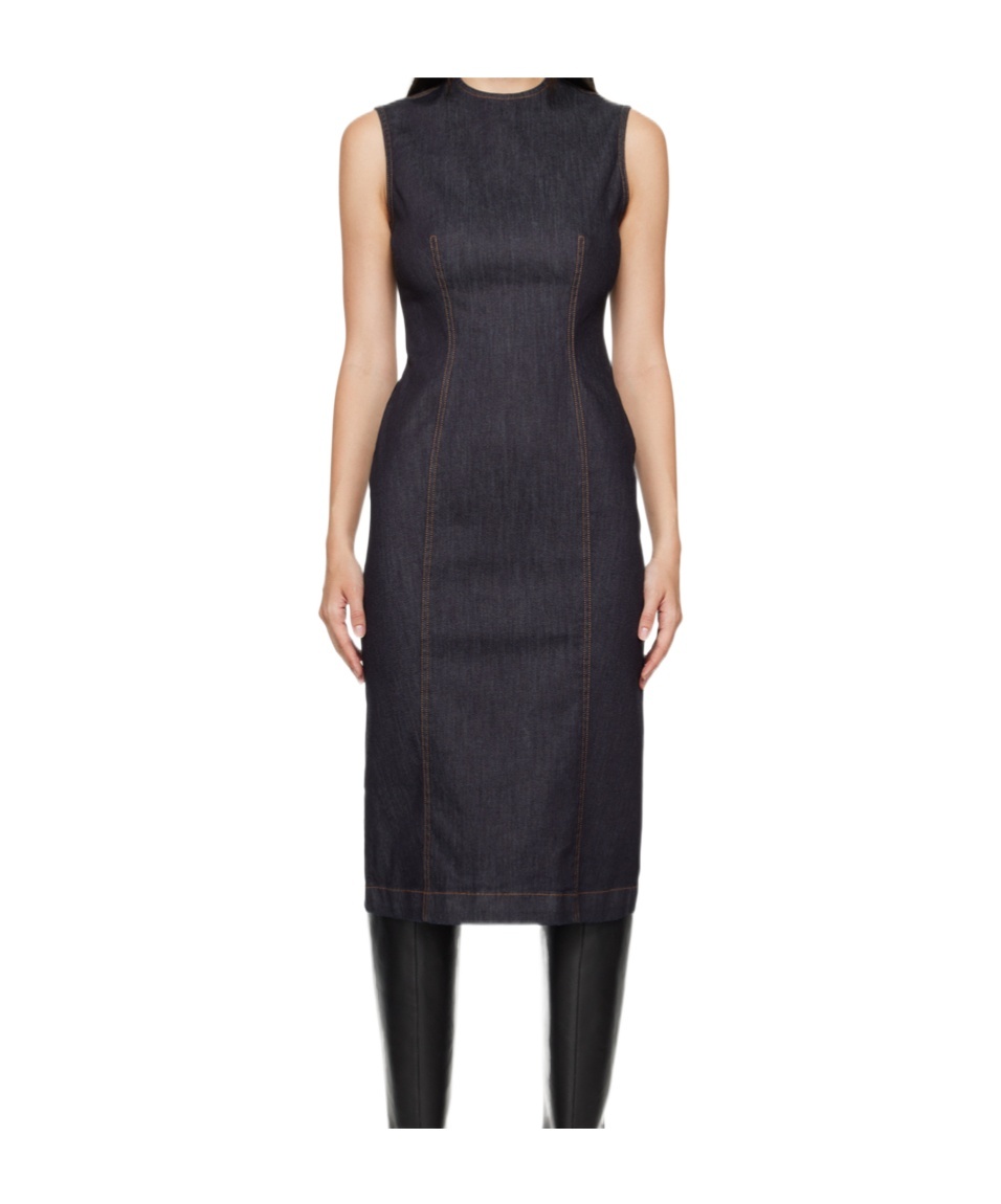 Acne Studios Round-neck Denim Dress In Black