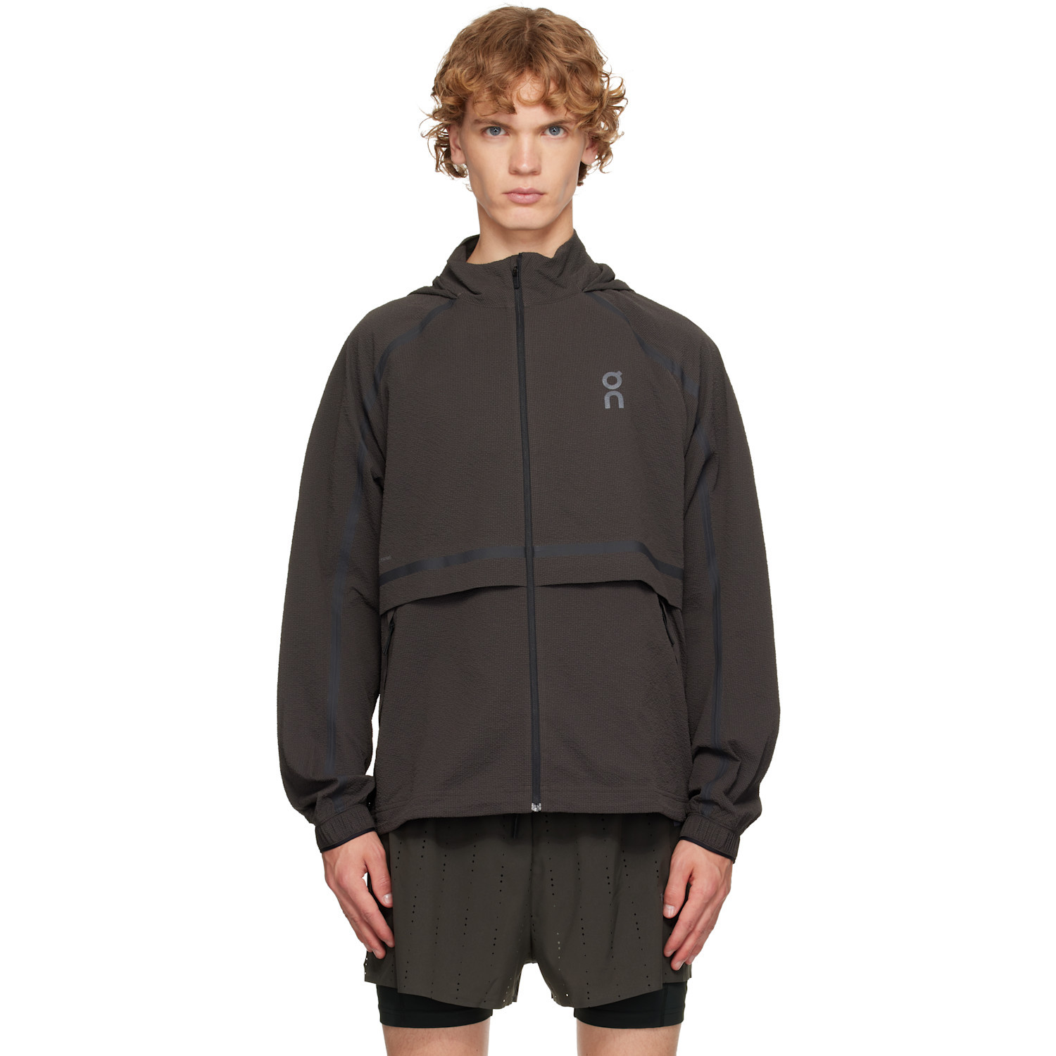 On Brown Performance Volt Running Jacket In Gray