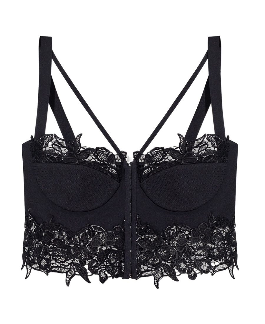 Versace Floral Lace Corset In Black