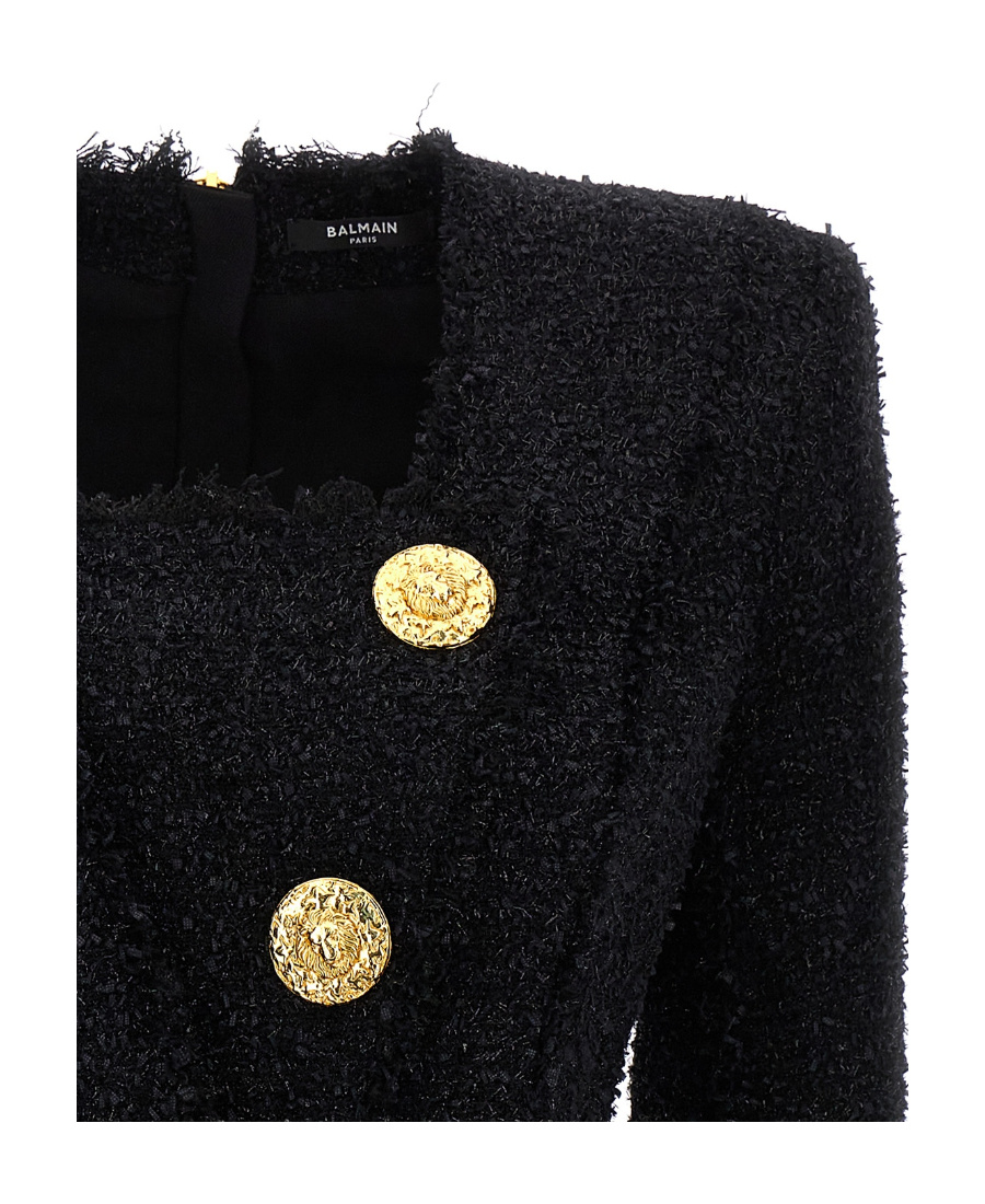 BALMAIN GLITTER-DETAIL TWEED MINIDRESS