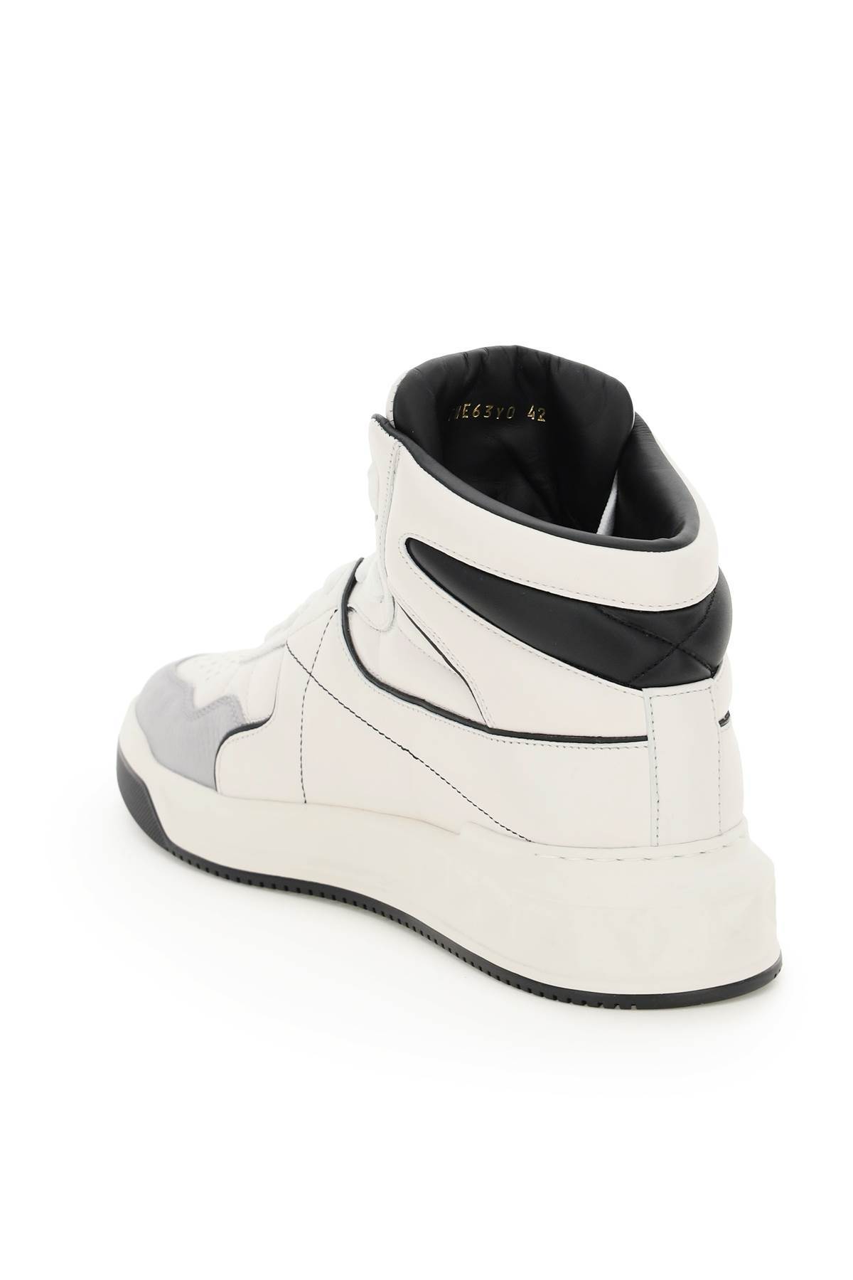 Valentino Rockstud Printed Faux Leather High-top Sneakers In White