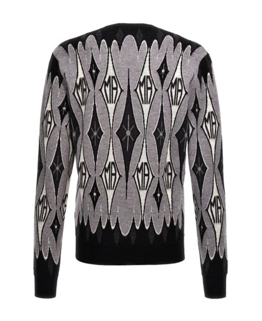 Amiri Black & Gray Jacquard Sweater In Gray