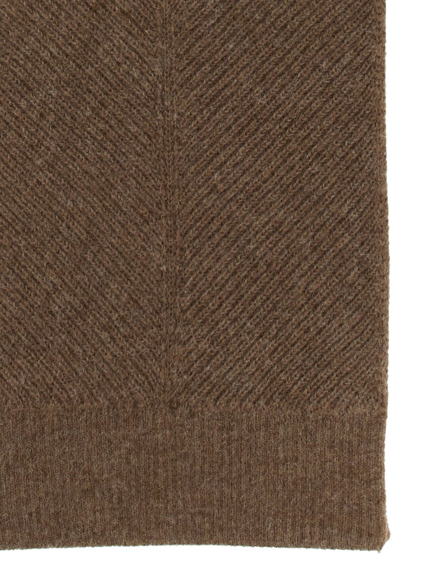 Bottega Veneta Chevron Patterned Soft Alpaca Scarf In Brown