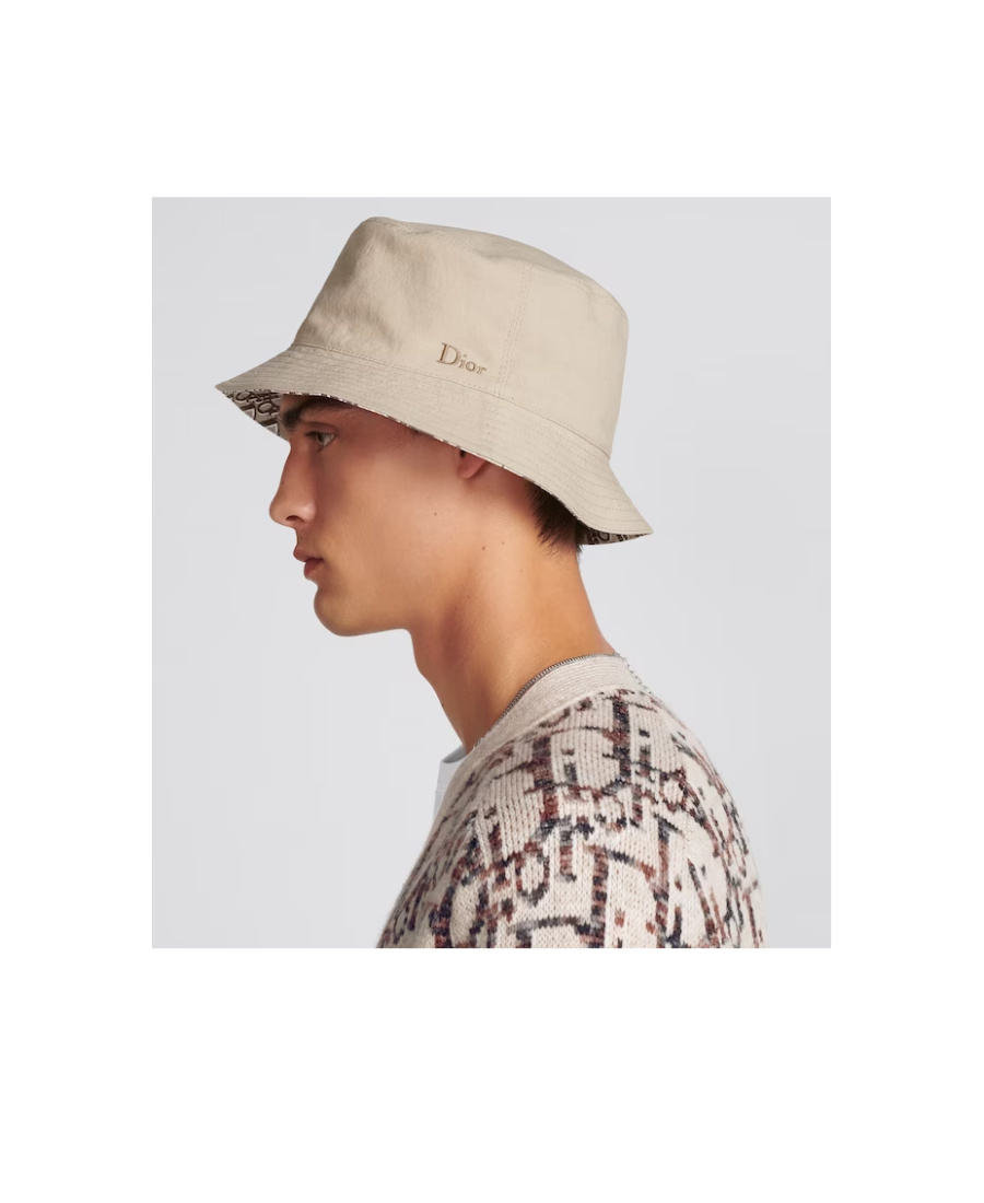 Dior Homme Logo Embroidered Reversible Hat In Nude