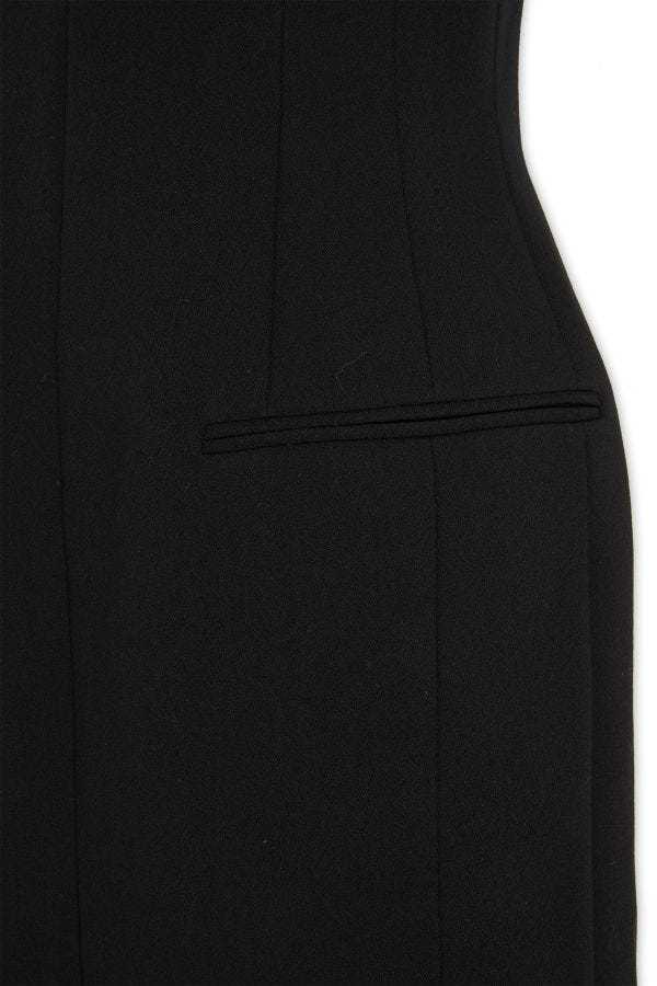 Ferragamo Pure Wool Mini Dress With Tulle Insert In Black