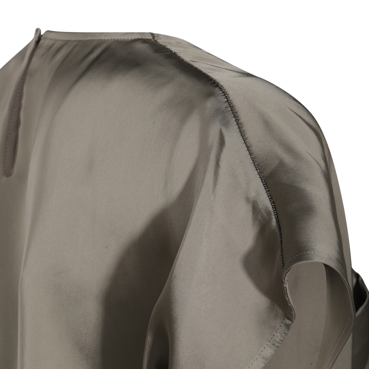 Fabiana Filippi Satin Top Sleeves Keyhole Back In Gray