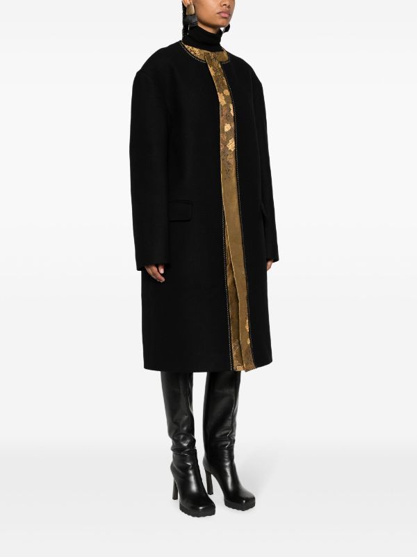 Dries Van Noten Long-sleeved Coat In Black