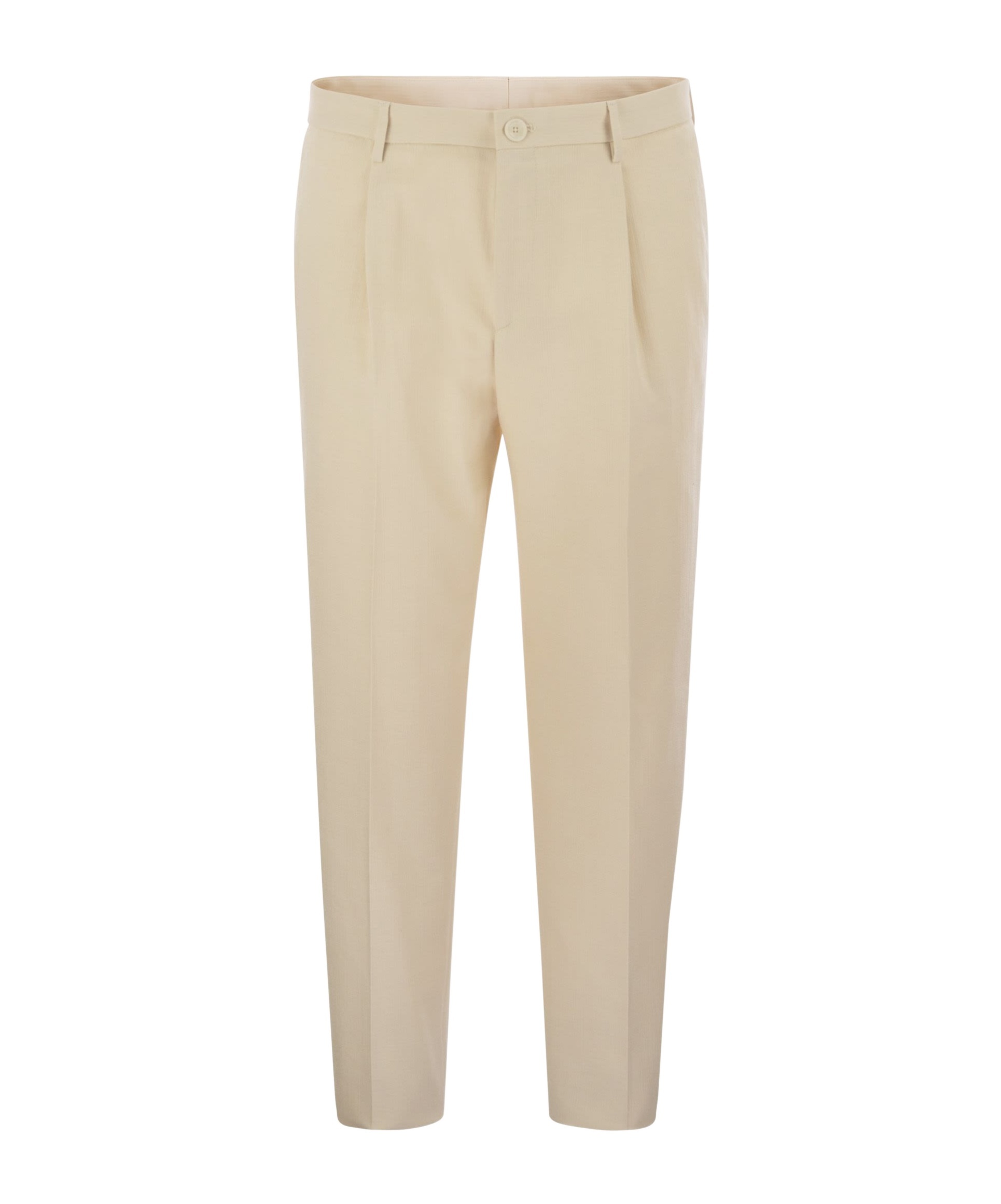 Shop Tagliatore Stretch Cotton-blend Trousers In Nude