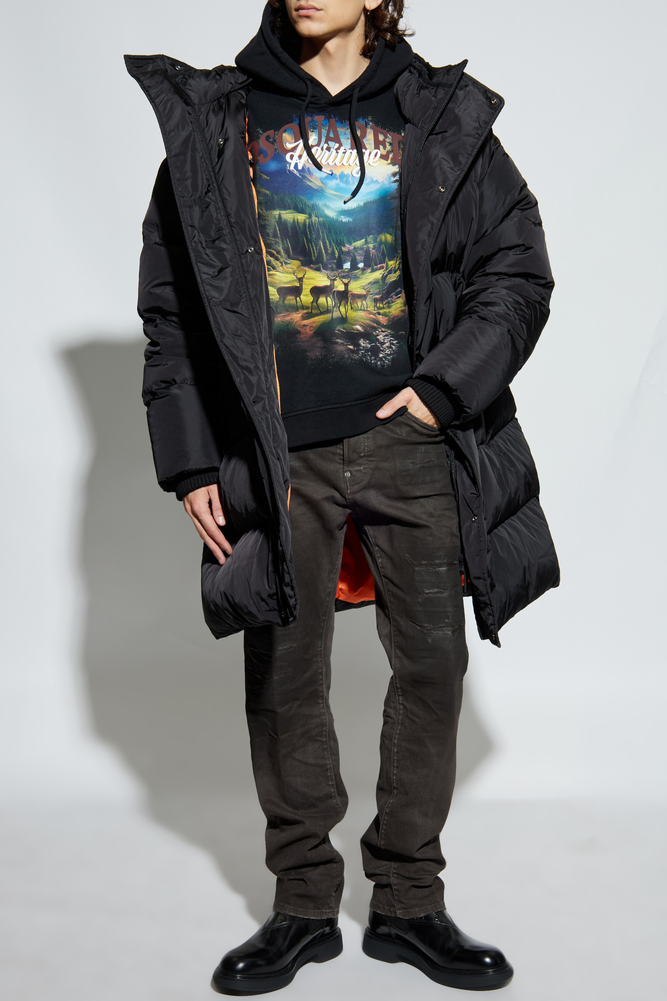 Dsquared2 Bull Leatherette Faded-patchwork Jeans In Gray