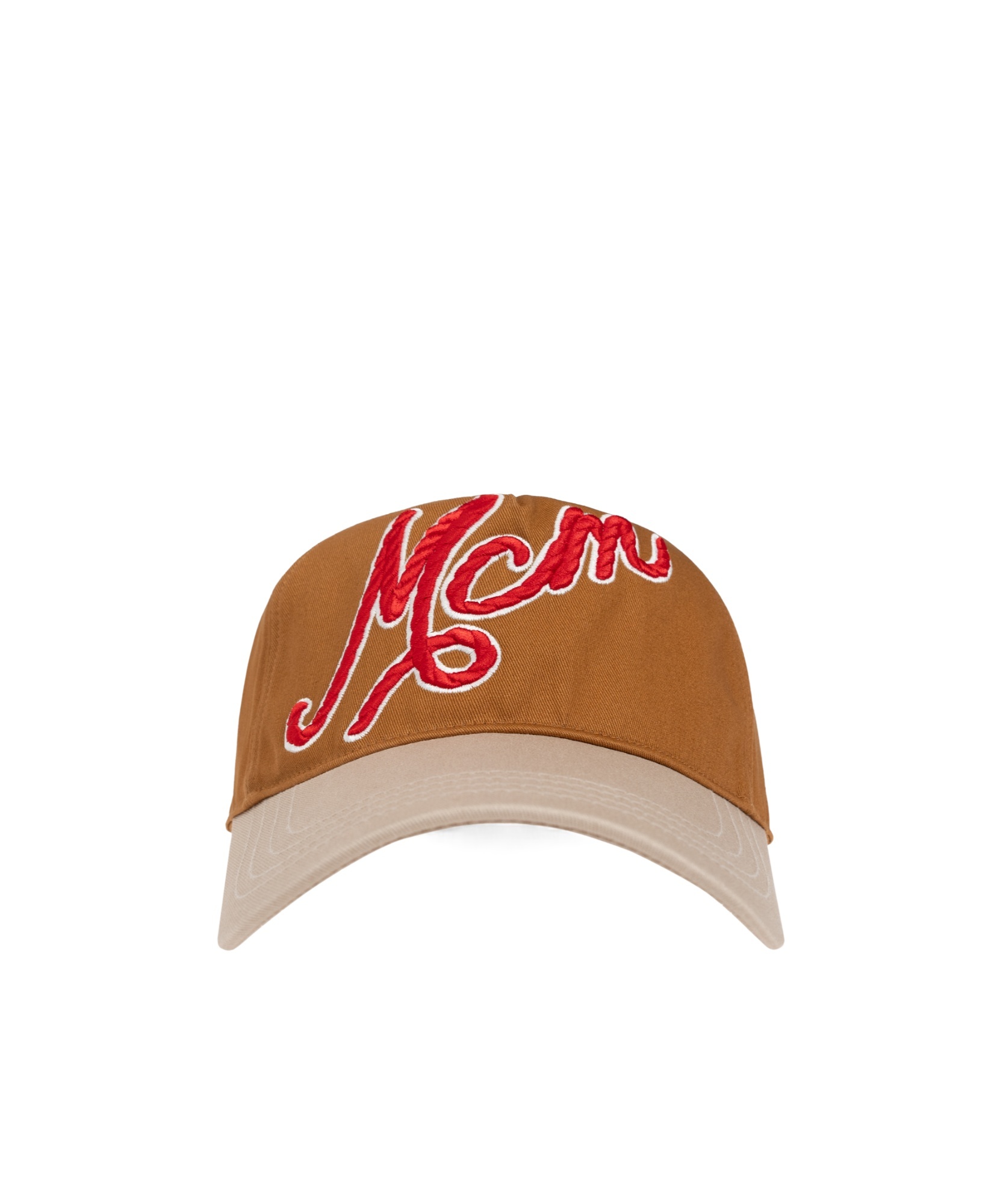 Mcm Logo Embroidery Cap In Cotton Twill In Brown