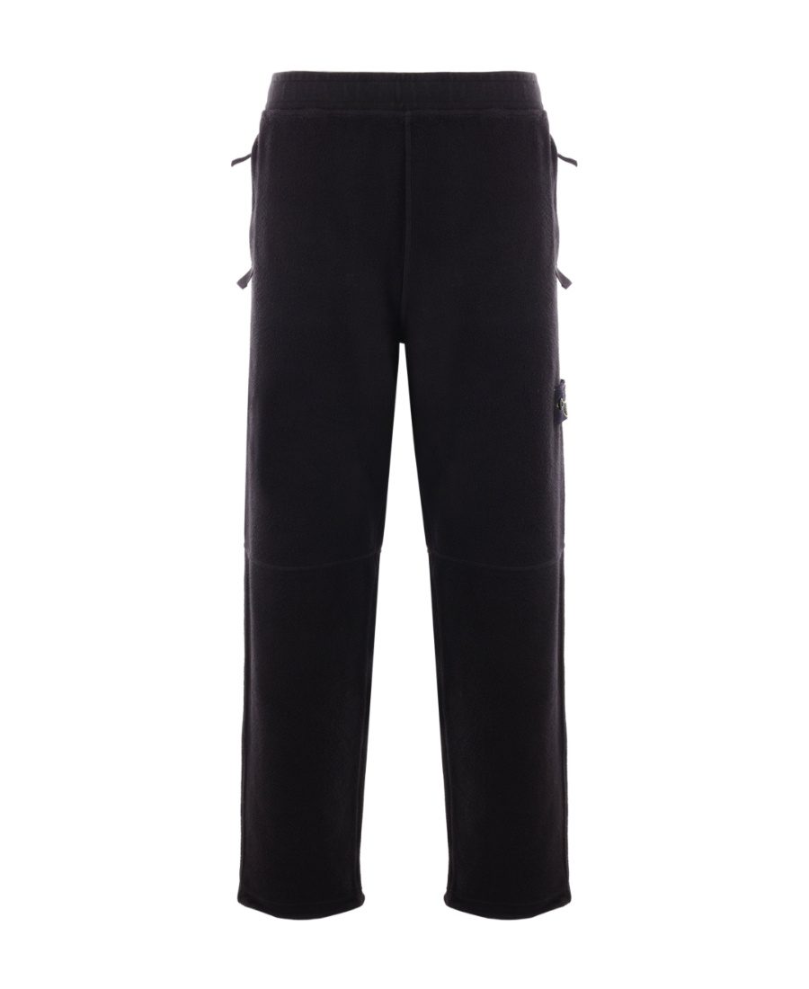 Stone Island Compass-badge Fleece Trousers In Black