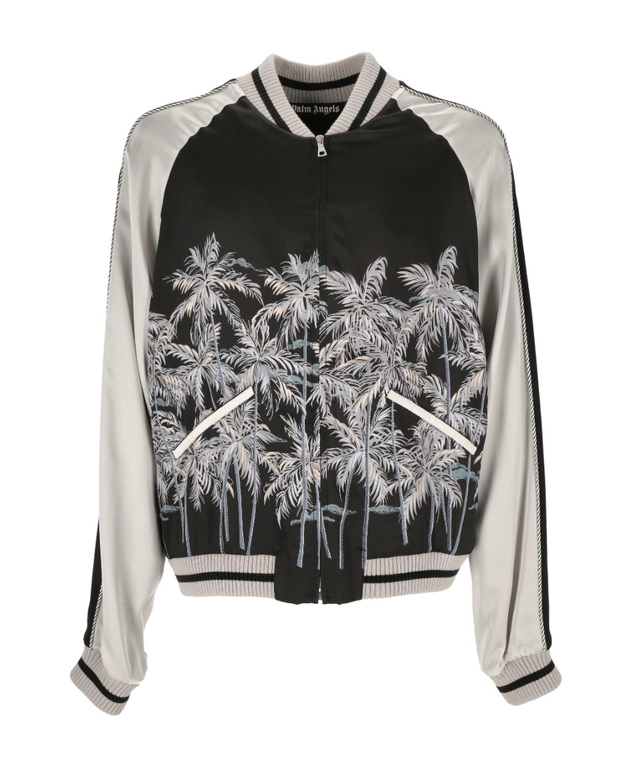 Palm Angels Palm Tree-print Bomber Jacket In Black