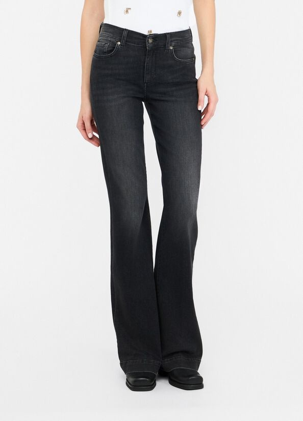 Liu •jo Flared Denim Trousers In Black