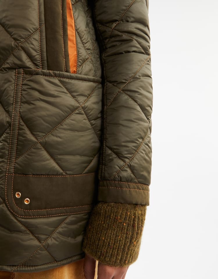 Fay Quilted Hooded Parka Jacket In Green