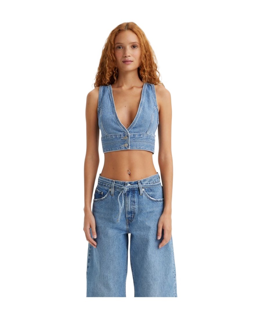 Levi's Raine Denim Crop Top In Blue